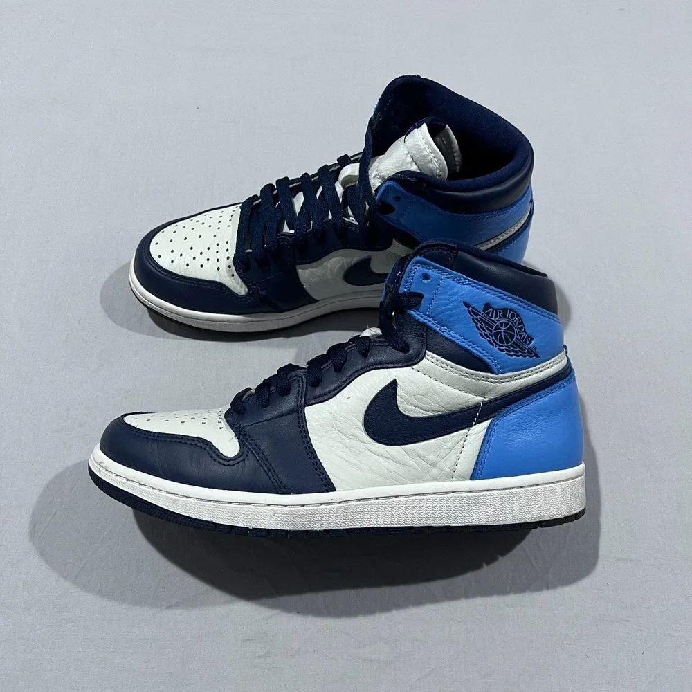 Nike Air Jordan Mens 1 Retro High OG Obsidian Leather Sneakers High Top Size 9M